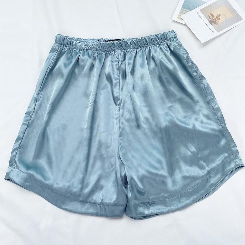 Quần Đùi Ngủ Nữ Lụa Bóng Chất Dày Cạp chun VISYHAN QN13 Nhung Women Voi Kem Áo 8