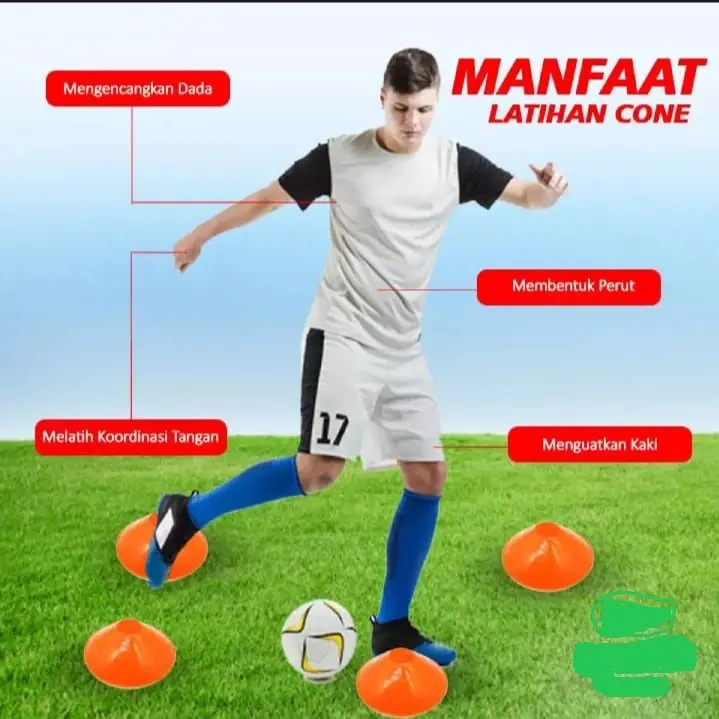 ISI 10 pcs Cones Mangkuk Latihan Olahraga Futsal Sepak bola slalom skate board Ball Outdoor