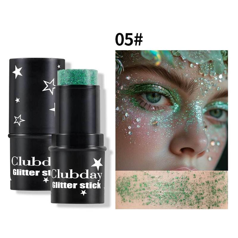 Product Introduction of Green Sequins Glitter Gel Stick Multi-purpose Nail Hair Face Body Glitter Balm Flash Loose Sequins Cream Festival Stage Makeup 22