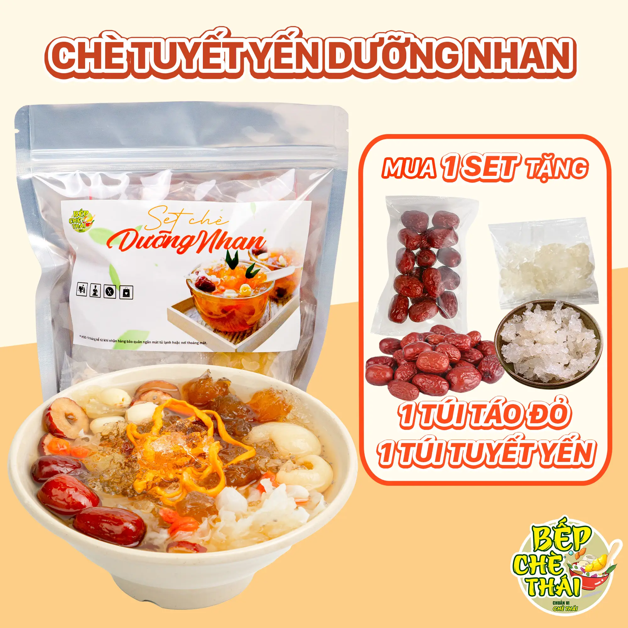 Set Chè Dưỡng Nhan Khô (Set Size Đại 500Gram) Set Chè Tuyết Yến Dưỡng Nhan Khô - Tặng 1 Gói Táo Đỏ Khô Và 1 Gói Tuyết Yến Khô - Tặng Kèm Công Thức Nấu Nước Trà Tea