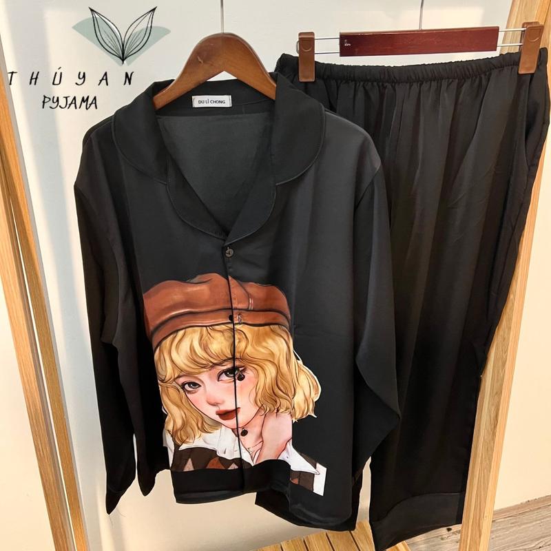 Bộ Pijama Bigsize cô gái mũ nâu tay dài mặc nhà dành cho nữ, mẹ bầu từ 60kg - 90kg. 2
