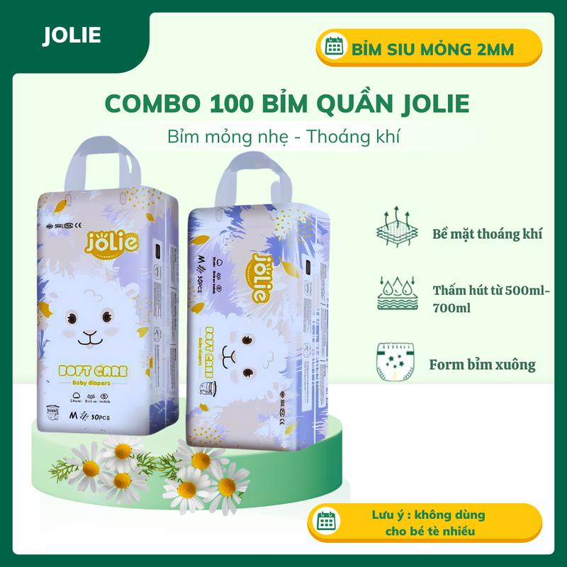 Combo 100 miếng bỉm quần tã quần JOLIE xuất Anh đủ size M L XL 2XL 3XL 4XL bỉm quần Cho Bé Voi