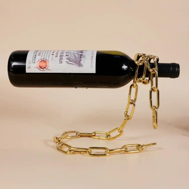 Product Introduction of Magic Suspension Iron Chain Wine Rack Metal Chain Hanging Wine Bottle Holder Bar Cabinet Display Stand Shelf Bracket Home Decor 21