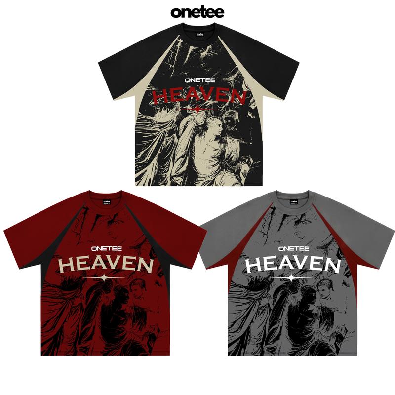 Áo Thun Phối Thể Thao Local Brand Unisex OneTee HEAVEN Form Rộng Tay Lỡ Nam Nữ Cổ Tròn Top Menswear Women