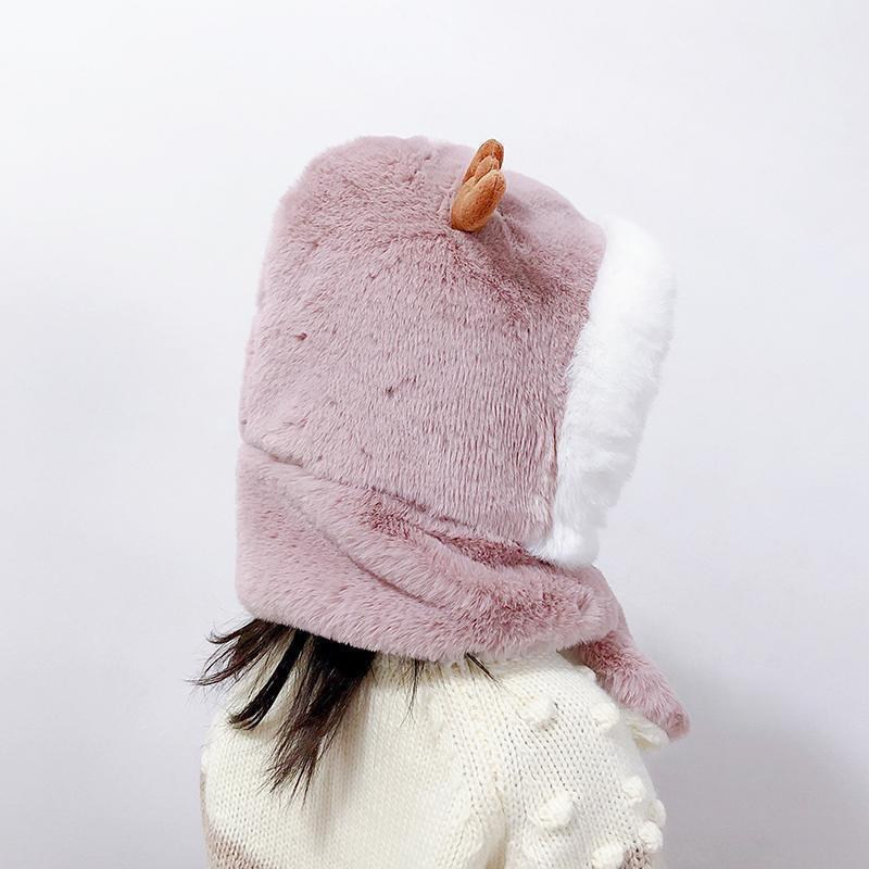 Product Introduction of Winter new children's hat scarf combination male and female children warm plush cute baby deer antler ear protection hat 3