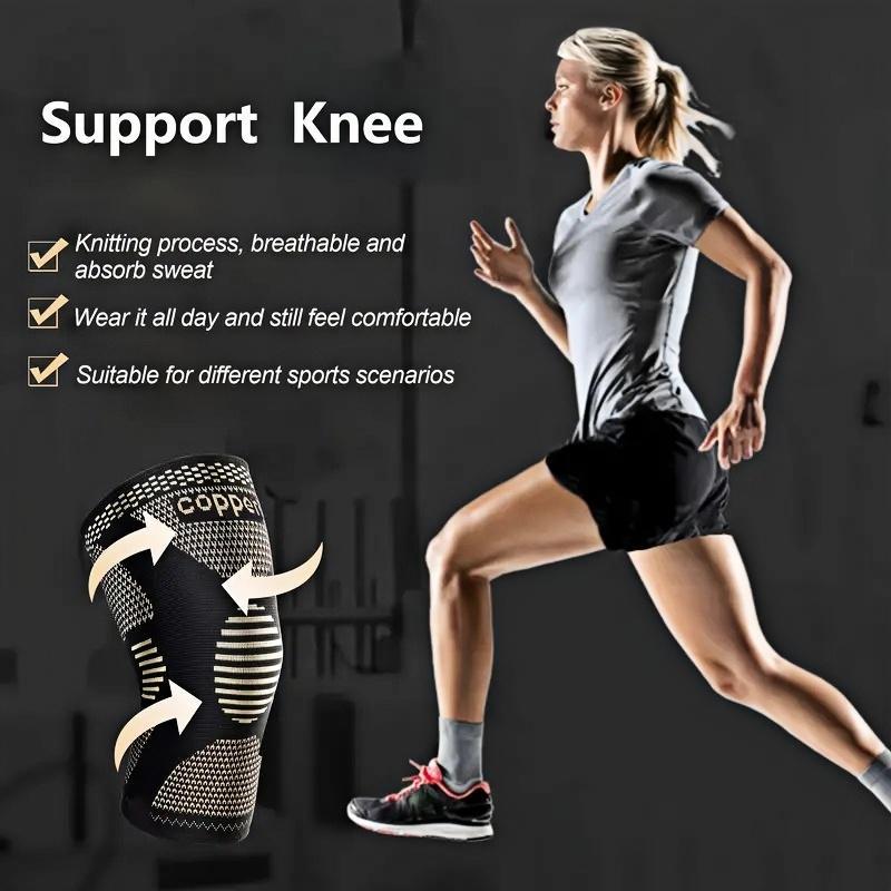 Copper Knee Pads, 1 Pair Breathable Knee Brace, Sports Knee Protector for Yoga, Lifting, Football, Basketball, Running, Gym, Workout 6