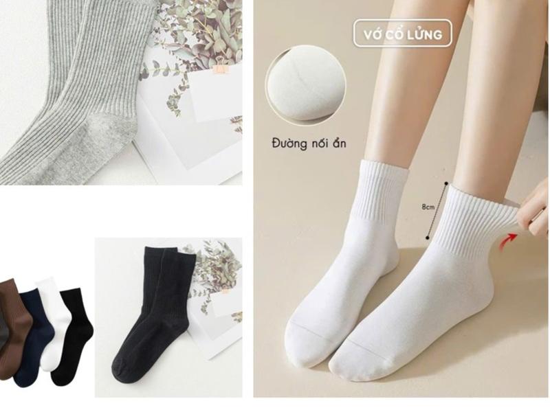 Combo 5 đôi vơ chân Dệt Kim đủ màu sắc Kiểu dáng Thời Trang Dày Dặn Menswear Nam Nữ 1