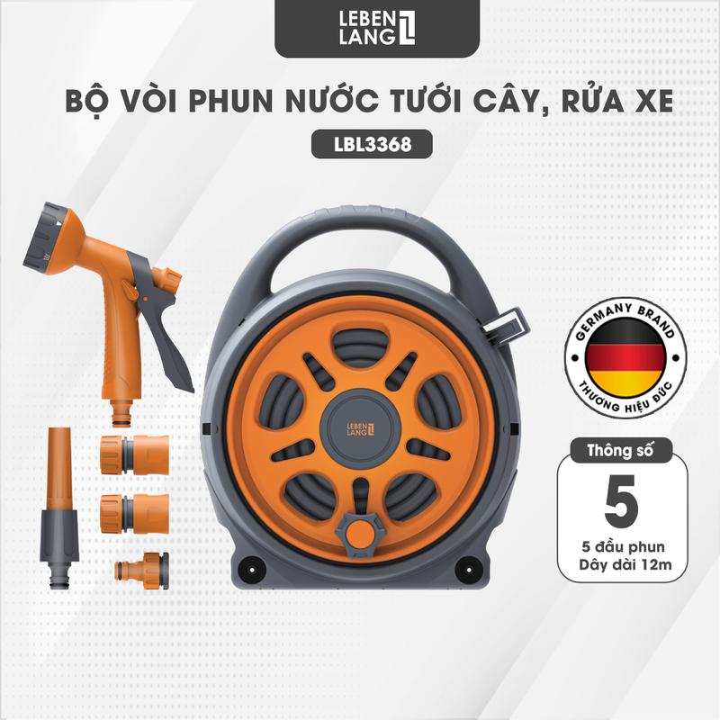 [Best Seller] Bộ vòi nước tưới cây, rửa xe Lebenlang LBLB3368, dây dài 12m, tích hợp vòi phun tiện lợi, hàng chính hãng
