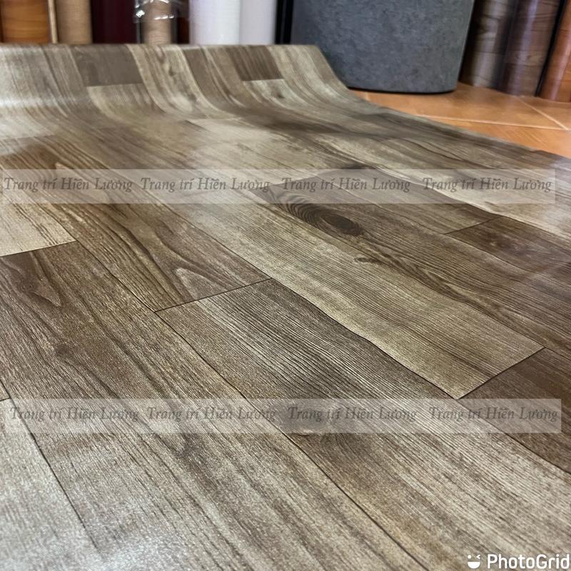 [Combo 10mx1m] Simili trải sàn vân gỗ nâu , thảm nhựa lót sàn pvc,