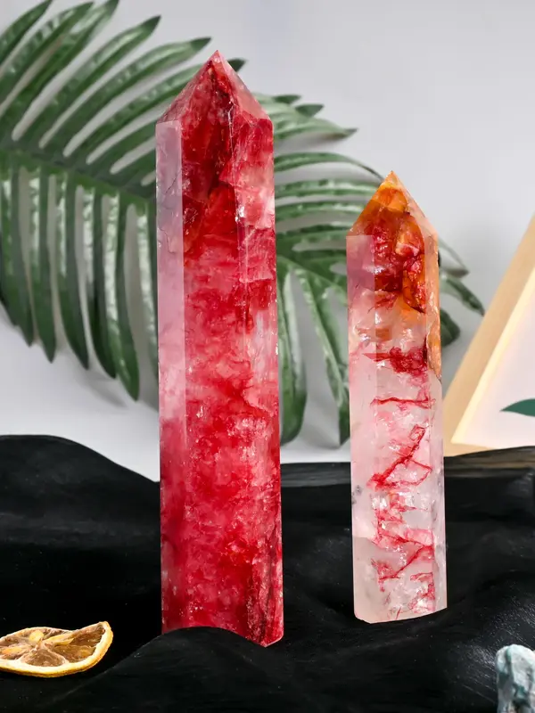 Dyed Hematoid Quartz Tower, Bohemian Style Crystal Tower for Home Decoration, Unique Gifts for Holidays 0