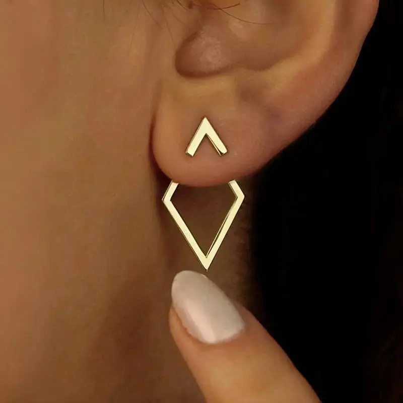 1 Pair Minimalist Geometric Back Hanging Earrings for Women's Fashion Daily Wear Golden Earring Jewelry Gifts