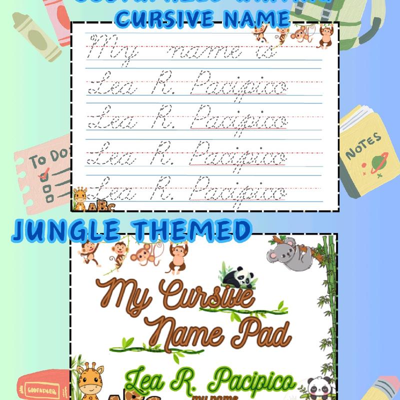 Double loop Ring bind Cursive Name Tracing Pad (customized/Personalized ...