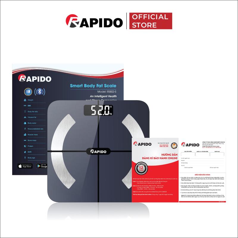 Cân Điện Tử Sức Khỏe Thông Minh Rapido RSB02-S
