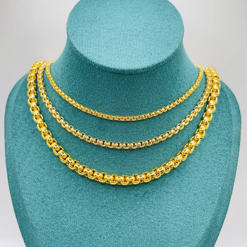 Dây chuyền titan unisex, Vòng cổ titan màu vàng không phai không rỉ sét kiểu dáng dây công trơn, trangsucmoiluatuoi.RIN