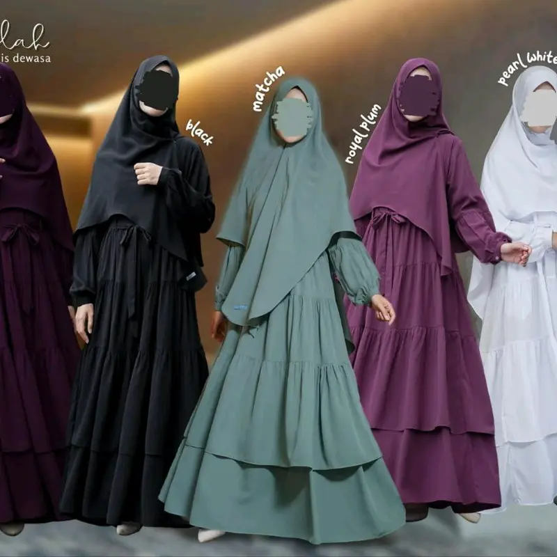 Rhaudah Set By Shazfa Shahia | Gamis Set Cadar Original Shazfa Polos 0