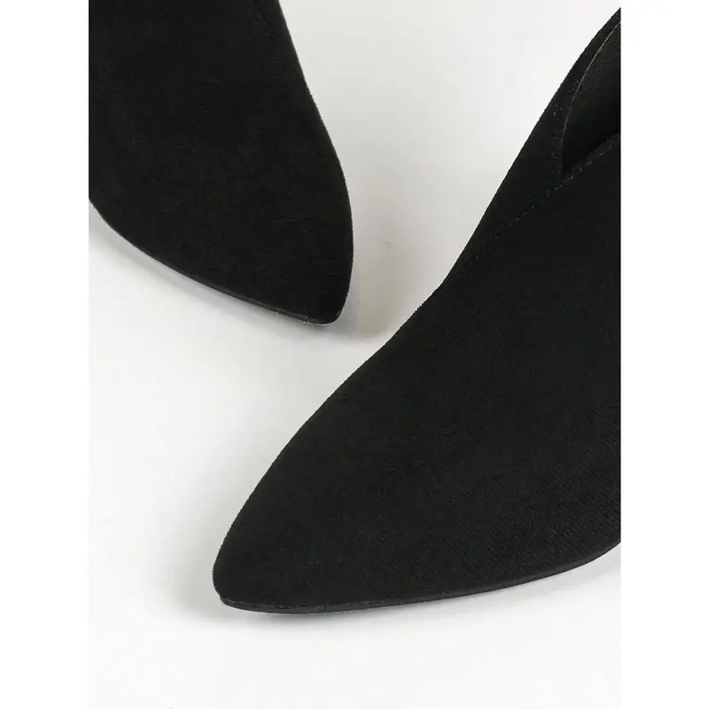 Women's Black High Heel Pointed Toe Tie Up Zipper Ankle Boots And Short Boots 8