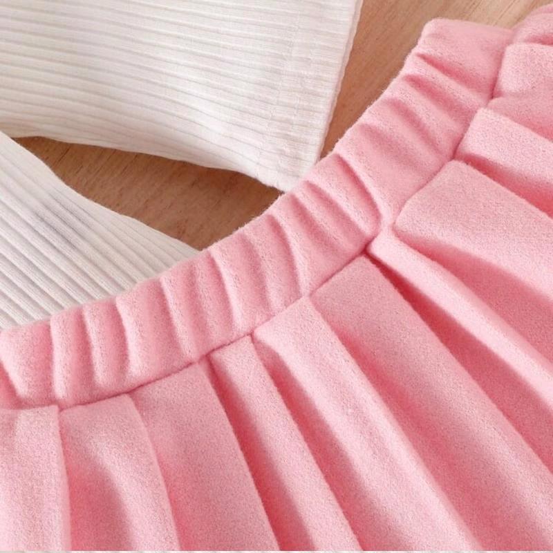 Dress Knits Anak Perempuan usia 1-6 Tahun variasi salur pita Lengan panjang Anak-Anak Gaun setelan 5