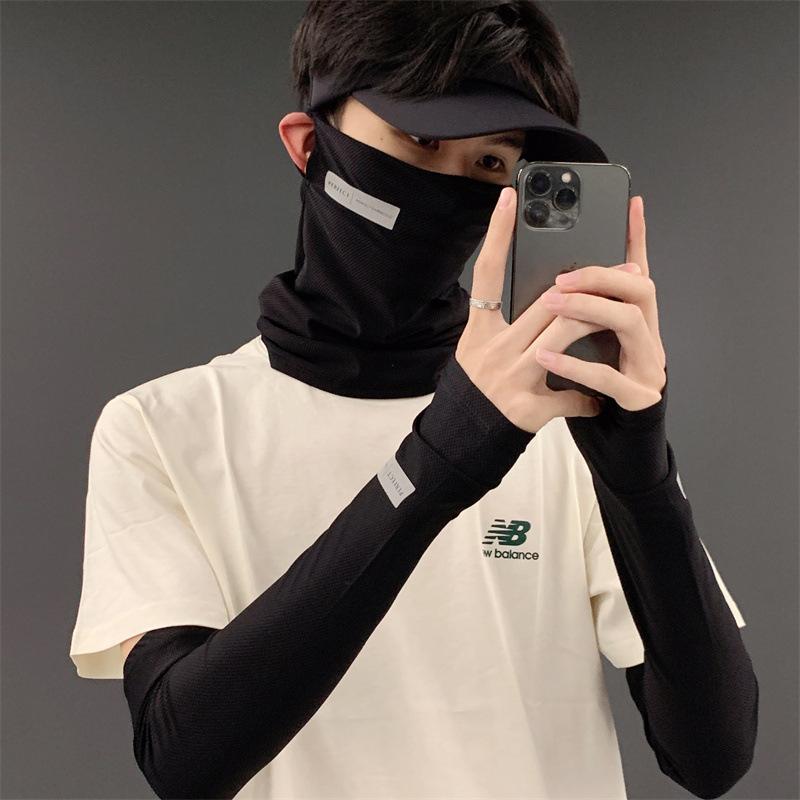 Product Introduction of Summer Ice Silk Sunscreen Mask For Men Women UV Solar Arm Sleeves Ice Silk Driving Arm Cover Cycling Face Cover Bandana Scarf 0