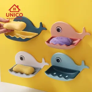 UNICO Tempat Sabun Batang Motif Paus Rak Sabun Kamar Mandi Tempel Dinding Bar Soap Holder Kotak Sabun Batang Tempel Dinding