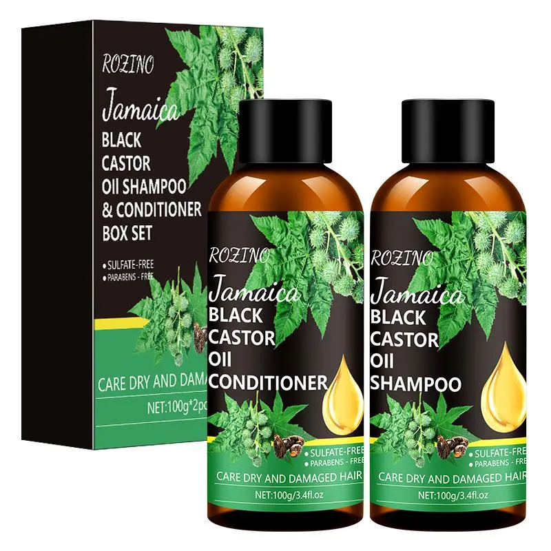 Comfort Jamaican Castor Oil Haircare Deep Cleansing Shampoo & Conditioner Set, 2pcs/box Anti-frizz Hydrating Hair Care Moisturizer Set for Damaged Hair, Hair Smoothing Products