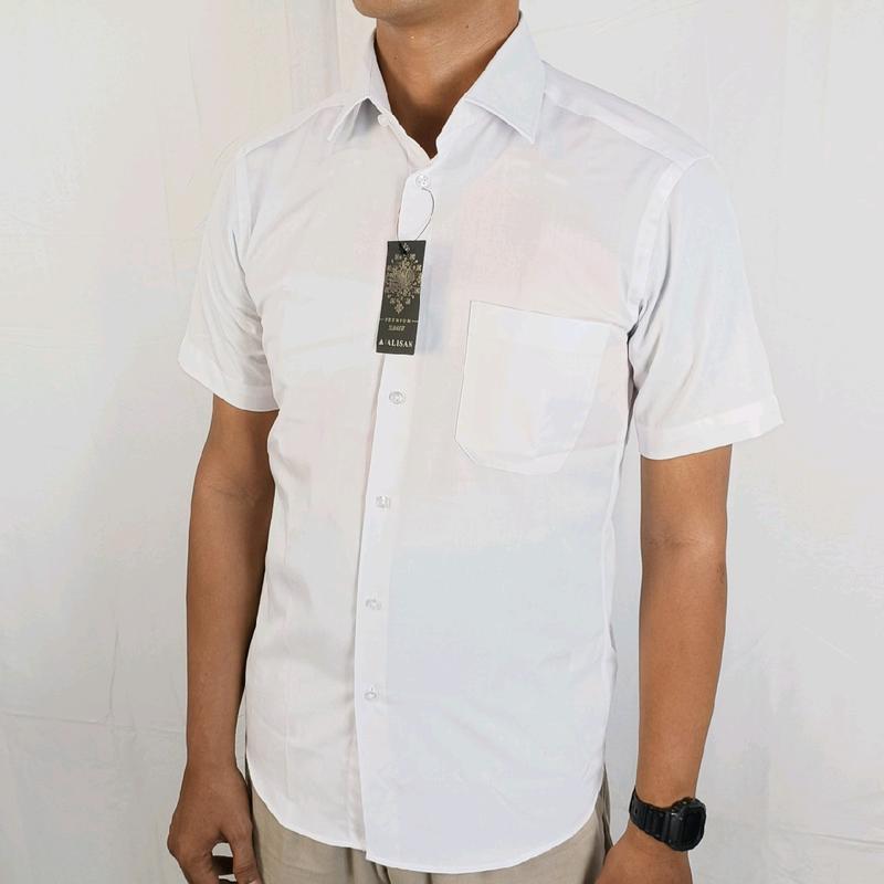 Kemeja Pria Alisan Premium Katun Pendek Slimfit Hitam Marun Navy Glossy 7