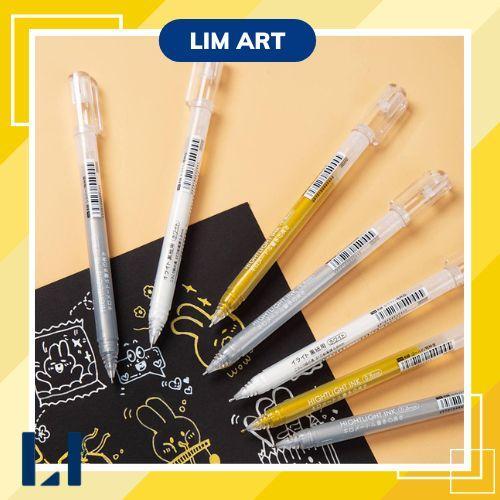 Bút gel trắng nhũ vàng nhũ bạc ngòi trang trí sổ vẽ tranh viết thiệp LIM ART