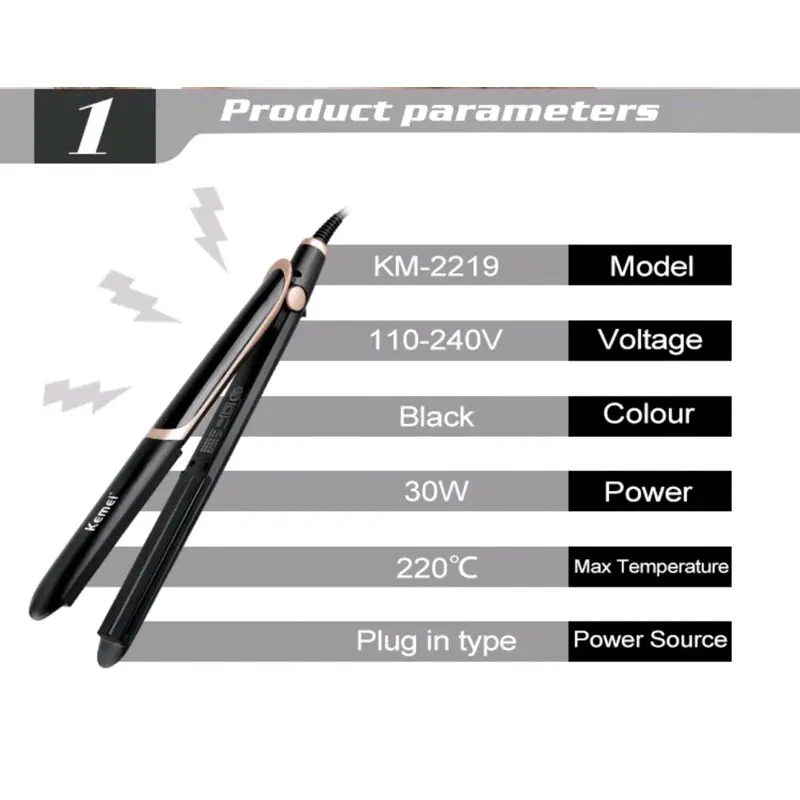 Catok Rambut 2in1 Infrared KM-2219 Lurus dan Curly black catokan straightener 2