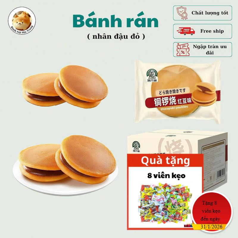  Bánh rán Dorayaki nhân đậu đỏ – lựa chọn dinh dưỡng cho bữa sáng bánh mền  bên trong có lớp nhân đậu đỏ siêu thơm ngon.bánh ăn vặt mix đủ loại đồ ăn vặt ngọt đồ ăn vặt đủ loại,tiệm tạp hóa ăn vặt trung quốc 