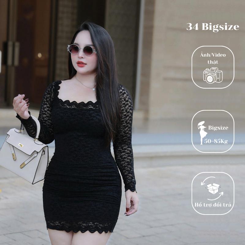 Đầm bigsize ren hoa 34DA034 đầm body form ngắn tay dài cho nữ đi tiệc đi chơi sang trọng