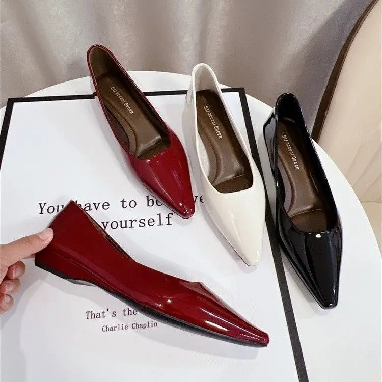 Women's Fashion Shoes Pointed Toe Chunky Heel Ol Professional Lazybones' Shoes 35-Size 40