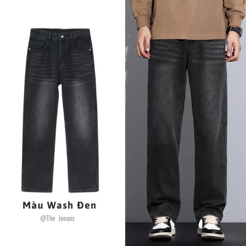 Quần Jean Nam Baggy Ống Suông Wash Smoke 2 Màu Chất Vải Dày Dặn The Jeans - Menswear Pants Có Túi Navy