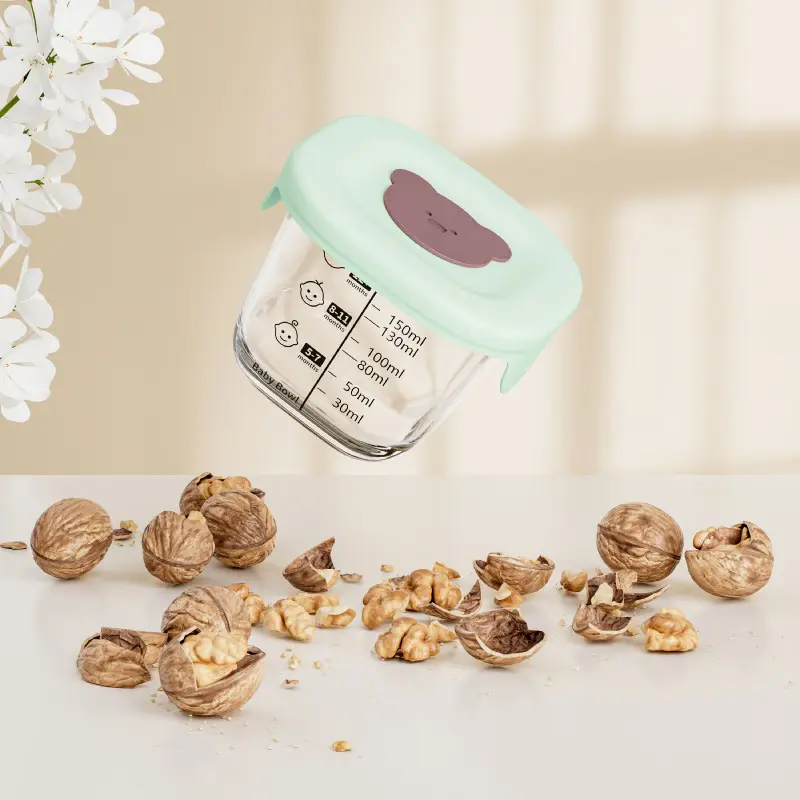 Hũ thủy tinh Boby Bowl vuông vạch chia 180ml, hộp trữ đông, hũ đựng đồ ăn dặm cho bé có vạch chia tiện lợi 2