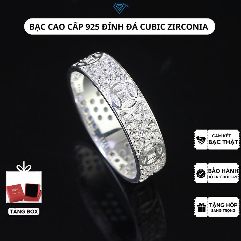 Nhẫn bạc nam kim tiền đính đá sang trọng NNA0551 - Trang Sức TNJ