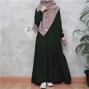Zavian Collection Dress Abaya Serut Lengan Karet / Basic abaya Polos Remaja Santri Putri Kekinian Ukuran S M L XL XXL Muslim Wanita Gamis Hitam Mewah Lebaran Dewasa Syari Pesta Kondangan