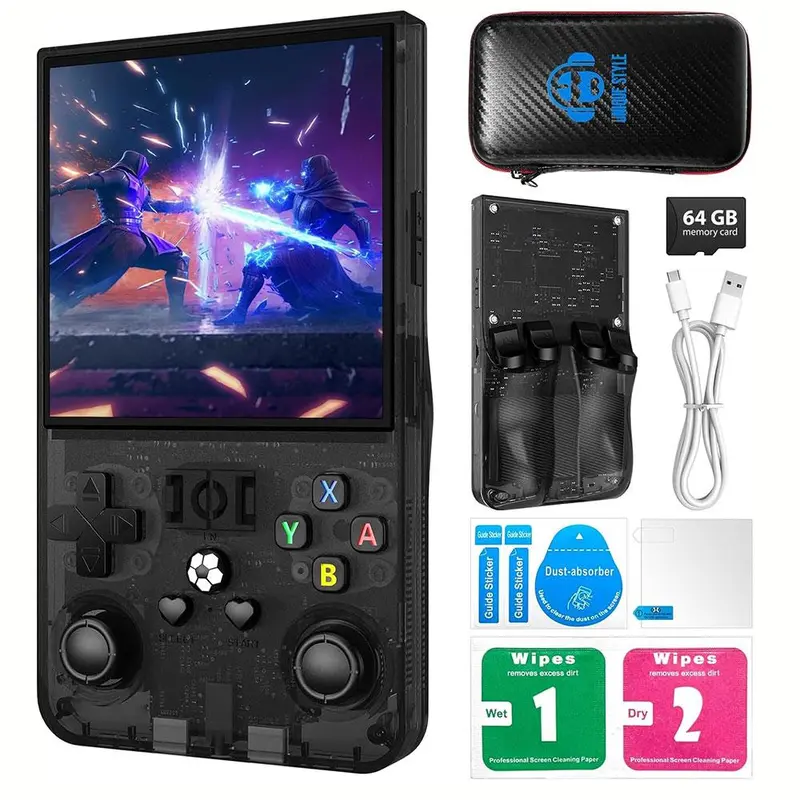 WUDS R36MAX Retro Video Game Console 3.5 IPS Screen 3000 mAh Open Linux System Portable Player Built-in 15000 Games, Gaming Products, Cyber, Durability 0