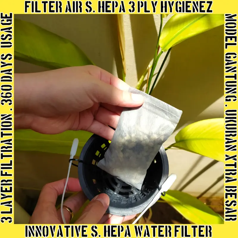 Saringan Tandon Toren Model Tali Gantung XTRA JUMBO Praktis HYGIENEZ Filter Kain 3 Lapis Mikron Semi Hepa Terbaik Kantong Kantung Sambungan Tambahan Keran Pipa Air Kran Kamar Mandi Sumur Bor PDAM Akuarium Ikan Kolam Renang Batu Penyaring Penjernih Alami f 6