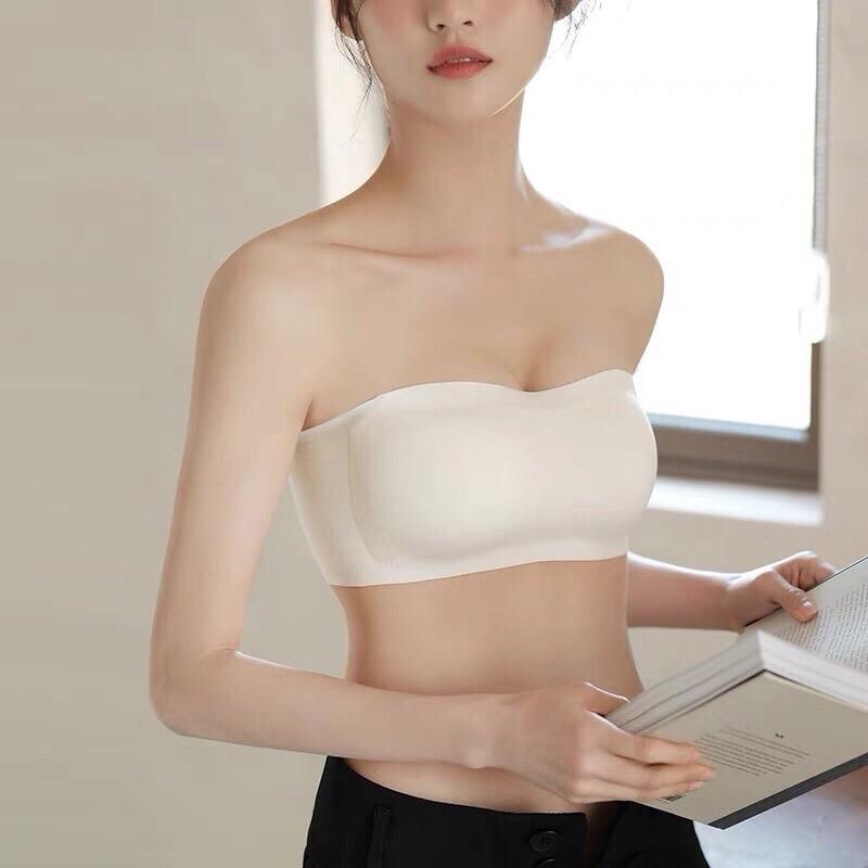 Áo bra quây không dây chống tụt không lộ viền, áo lót su trơn không gọng cup ngang đệm mỏng A376 Nữ Voi