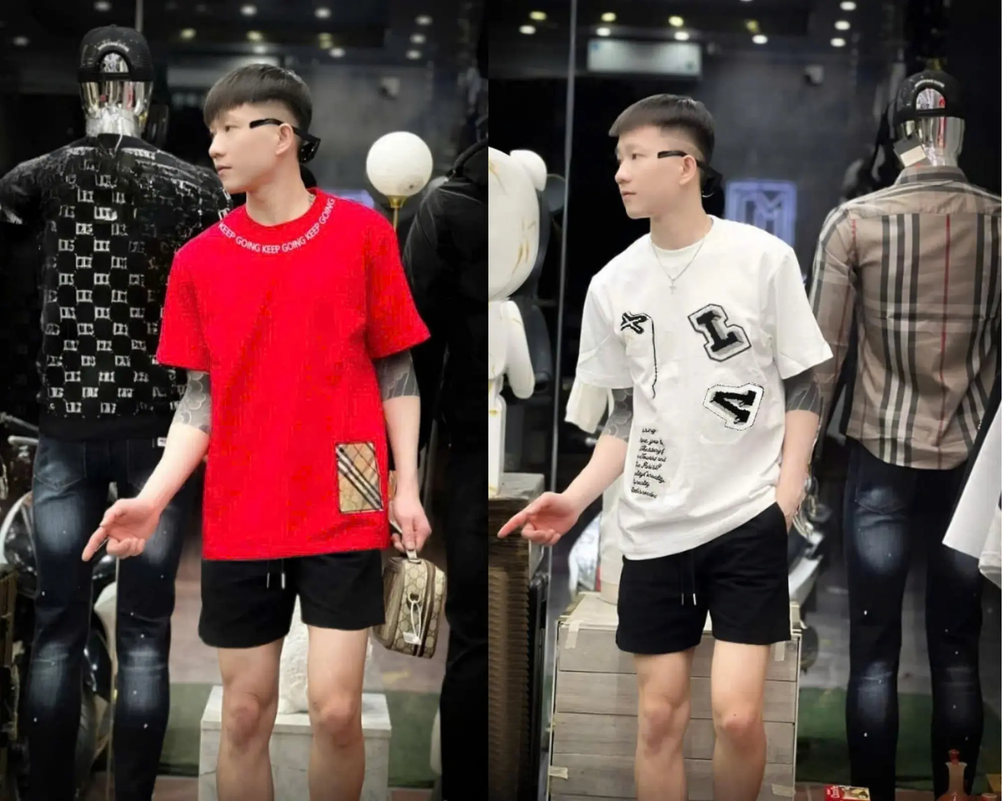 [ MUA SET BỘ TẶNG QUÀ ] Set bộ nam nữ tạo kiểu in chữ , thêu túi boy phố phong cách . Chất vải cotton lạnh thoáng mát Menswear