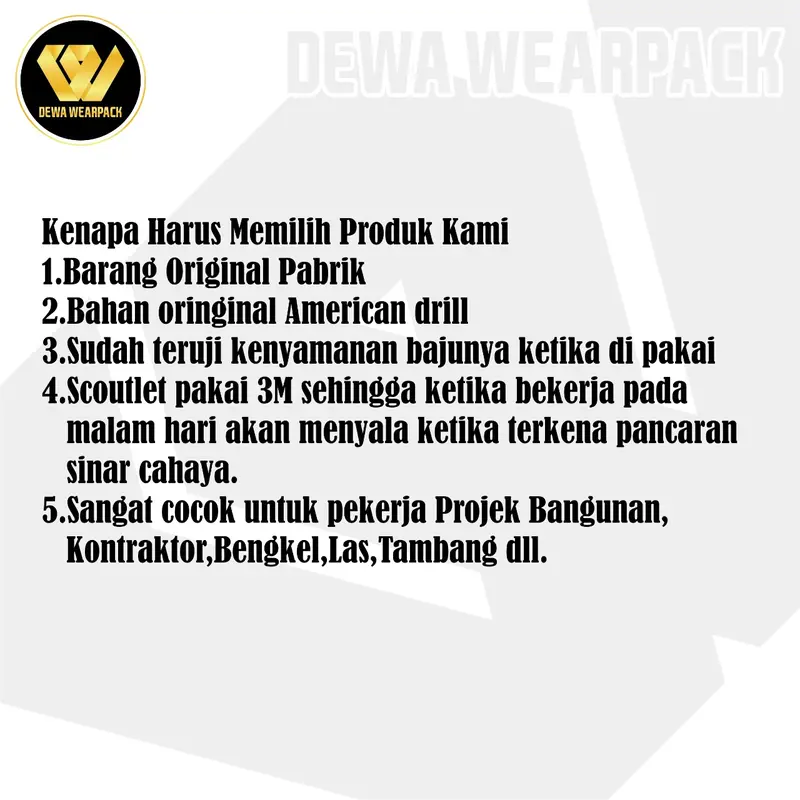 Baju Wearpack Safety Pria Kemeja Atasan Baju Kerja Mekanik Bordir Panjang 3