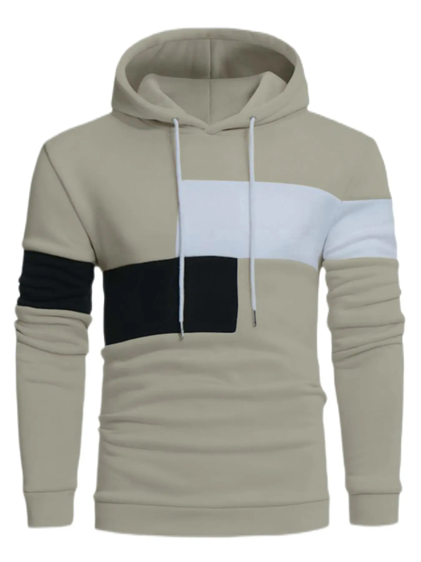 Men's Colorblock Drawstring Hoodie, Casual Regular Fit Long Sleeve Hooded Sweatshirt for Fall & Winter, Men's Clothes for Daily Wear
