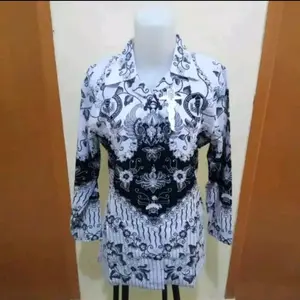 sragam PGRI wanita full berlapis Furing terbaru kancing tangan tebal kantor seragam  katun Nyaman Kantor seleting matcha