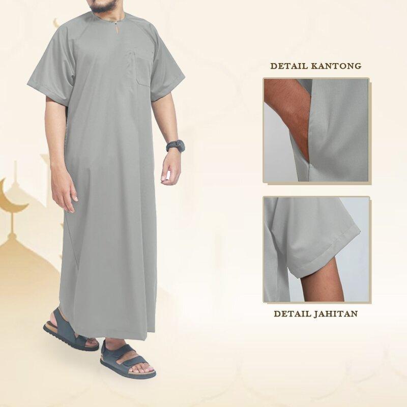 A-Jubah Muslim Pria Premium Lengan Panjang Lengan Pendek DEWASA ANAK-ANAK Jubah Slimfit Gamis Pria Busana Muslim Jubba Alfaan Jubah Alzan Hitam Putih Gamis Saudi
