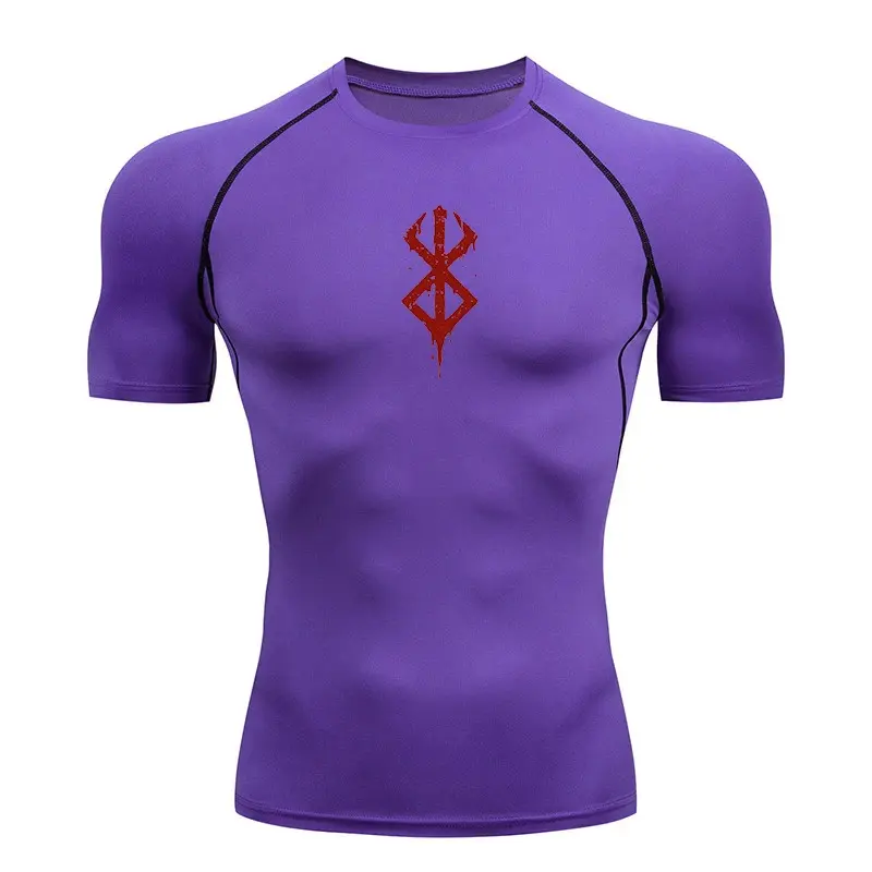 Summer Sports Tops Quick Dry Men's Compression Shirt Short Sleeve Second Skin Gym Workout Short Fitness Running T-Shirt Men Wear 7