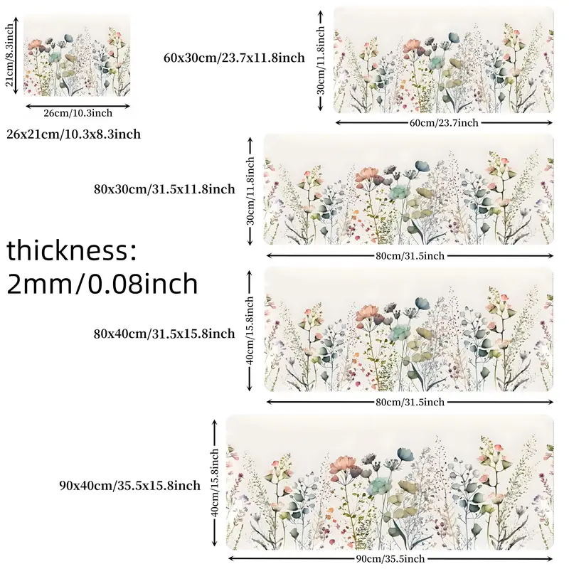 Floral Pattern Mouse Pad, Rectangle Gaming Mouse Pad, Office Desk Keyboard Mat for Home Office Desk 1