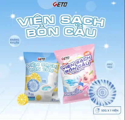 Viên thả bồn cầu Geto tải sạch vi khuẩn , làm sạch mảng bám
