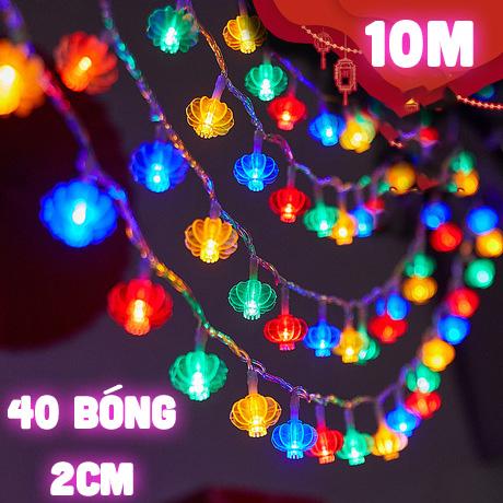 Loại Xịn Đèn led hình Đèn Lồng 8 khía dài 10M nhiều chế độ nháy dây led treo cây trang trí Tết