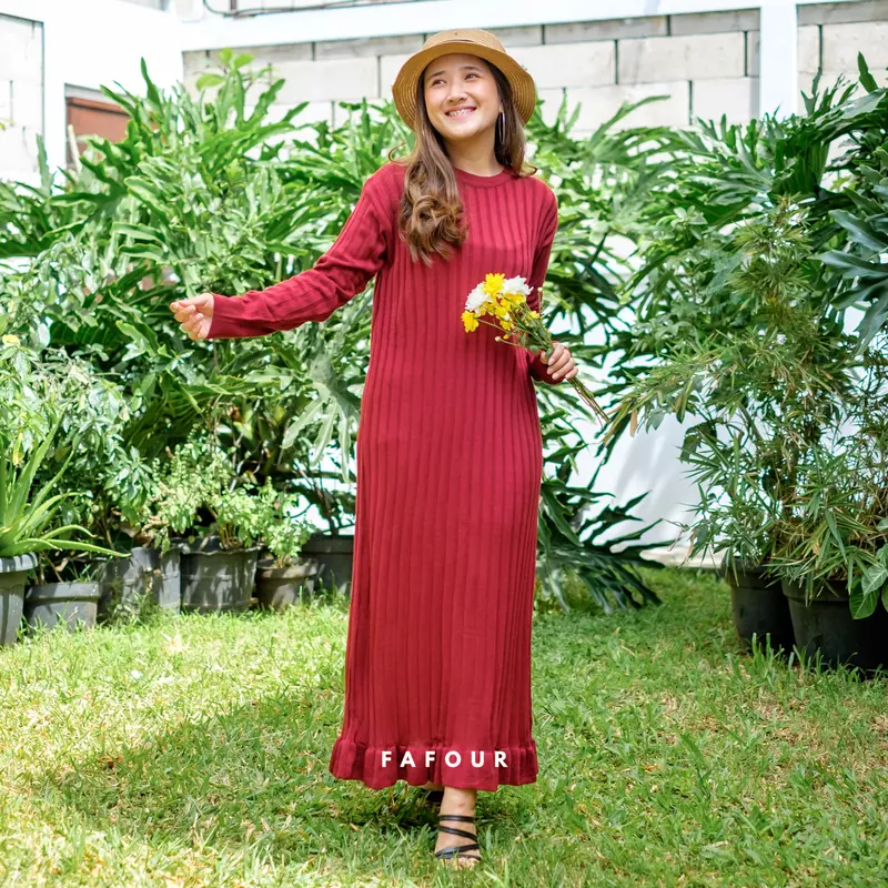 ELOISE - GAMIS DRESS RAJUT BASIC POLOS WANITA KRIWIL FIT BODY PREMIUM 6