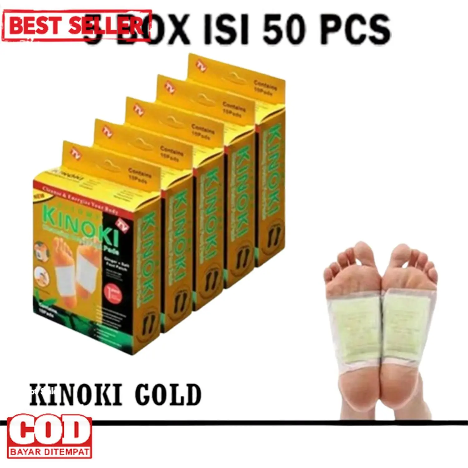 H.Y.S Store - Paket 5 box Kinoki Gold Detox Koyo Kaki Penyerap Racun Tubuh Saat Tidur Foot Patch Hand Ginger Salt