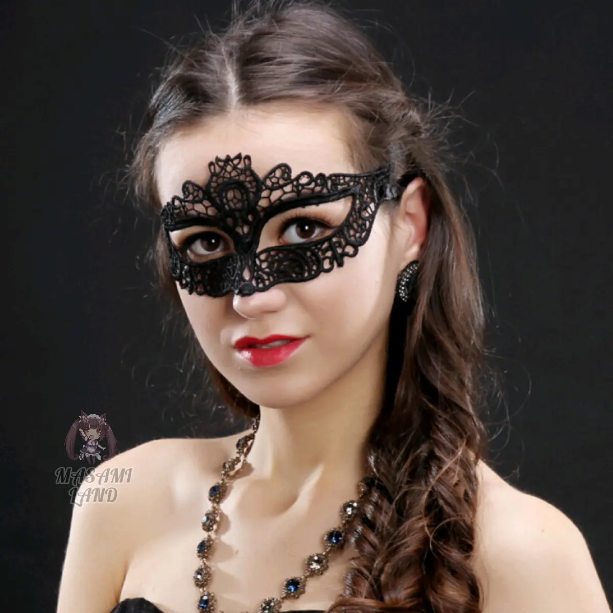 Masami Land Topeng Pesta Wanita Renda Sexy / Face Lace Party Mask maskot