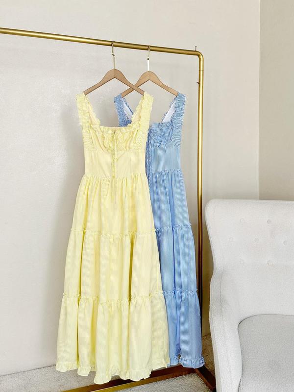 ( Chang Dress ) Đầm maxi 2s phối bèo lưng chun ( ib số đo chiều cao cân nặng bên shop tư vấn size ạ )